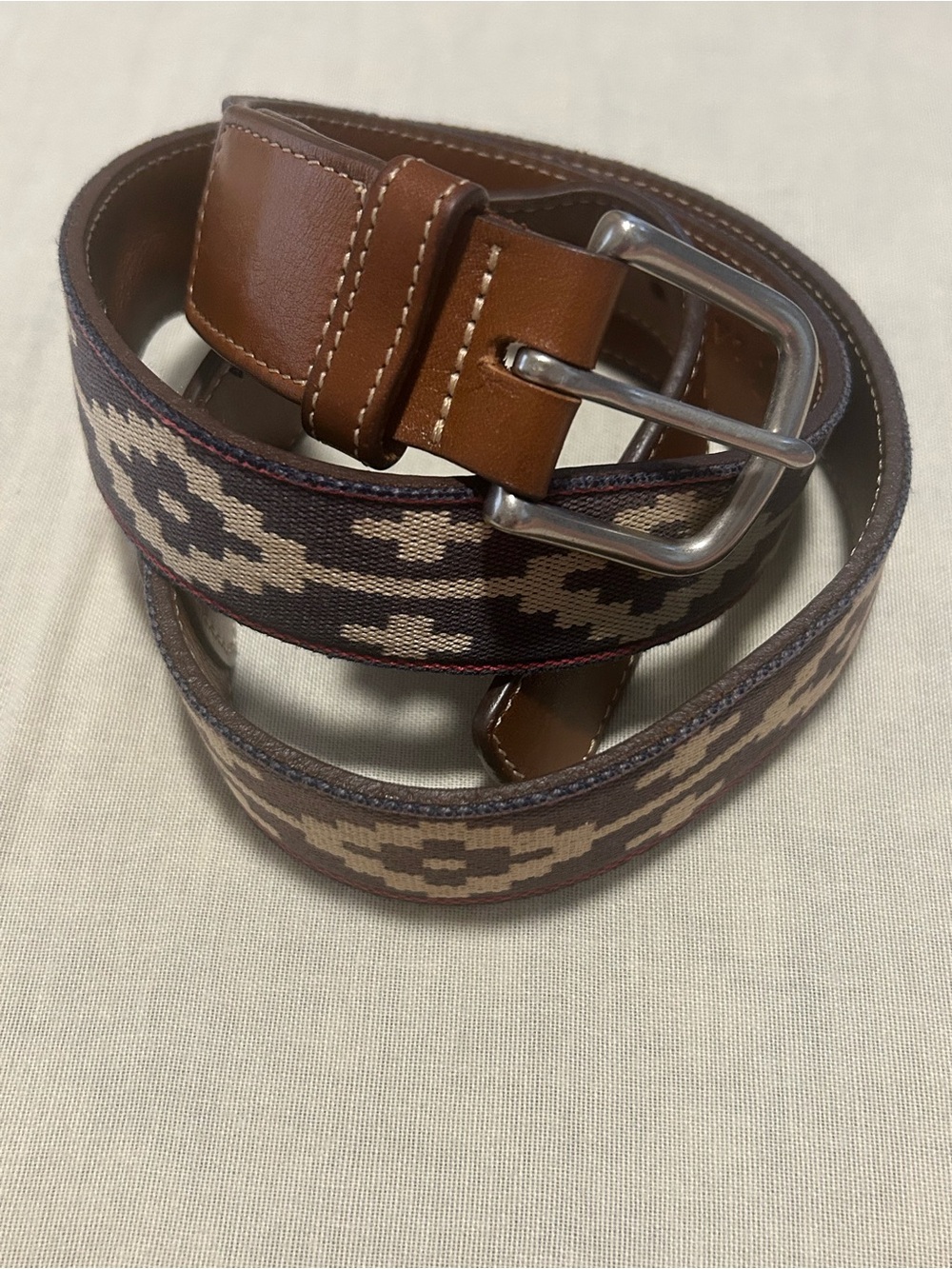 La Matera Multicolor Paloma Handmade Woven Leather Belt Size : 38 Has Fading